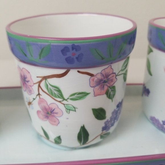 Garden Planter Ceramic Flower Herb Pots And Tray - Picture 3 of 8